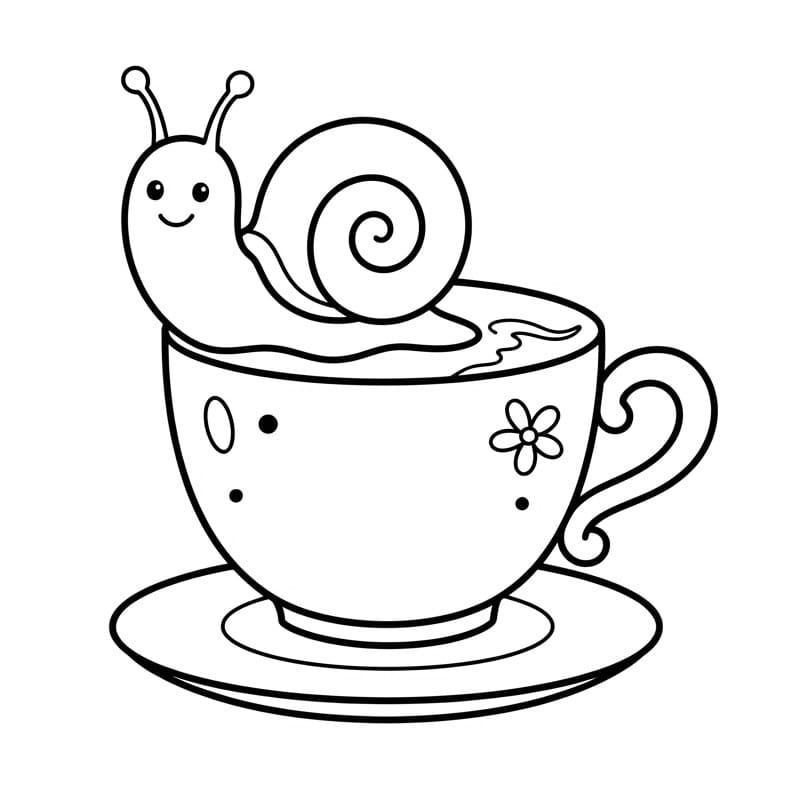 Schnecke auf einer Tasse ausmalbilder