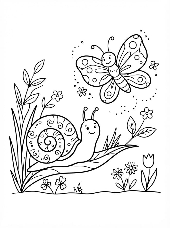Schnecke und Schmetterling ausmalbilder