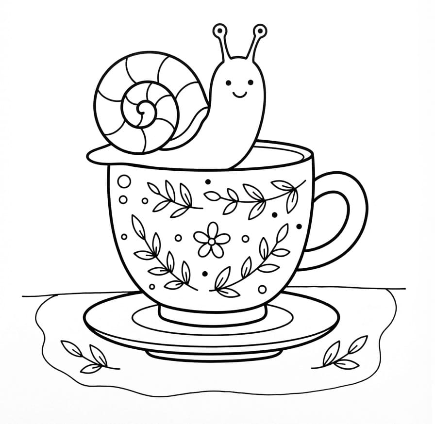 Schnecke und Tasse ausmalbilder