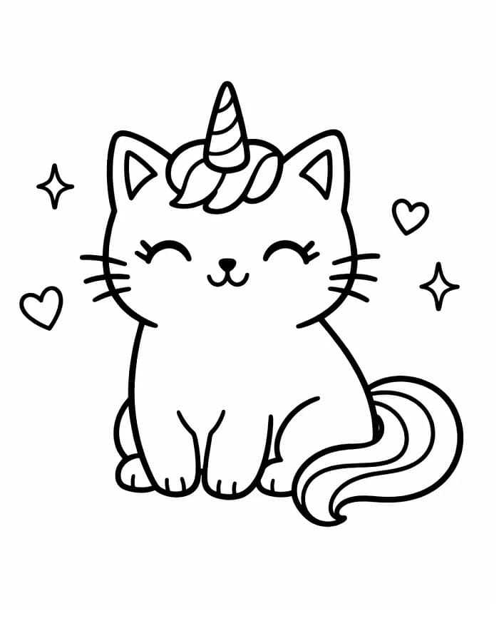 Sehr niedliche Einhornkatze ausmalbilder