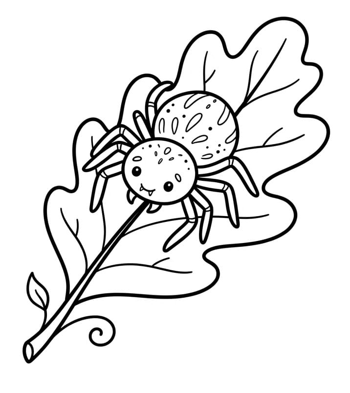 Spinne auf einem Blatt ausmalbilder