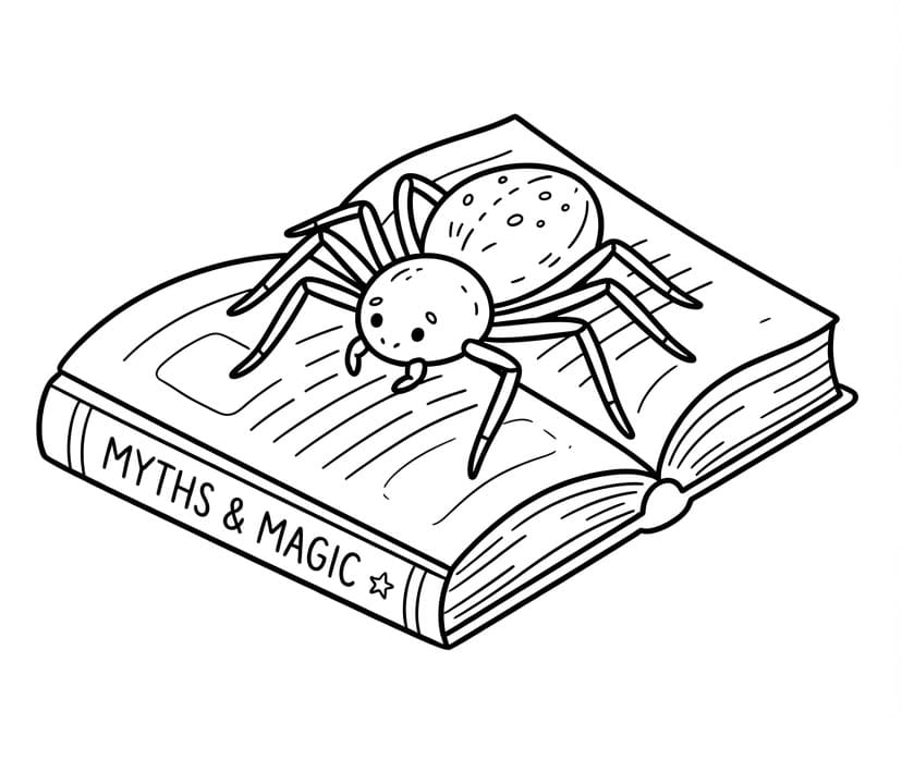 Spinne auf einem Buch ausmalbilder