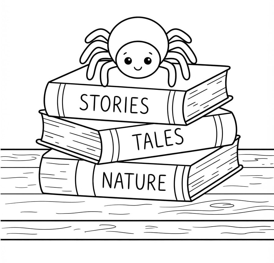 Spinne und Bücher ausmalbilder