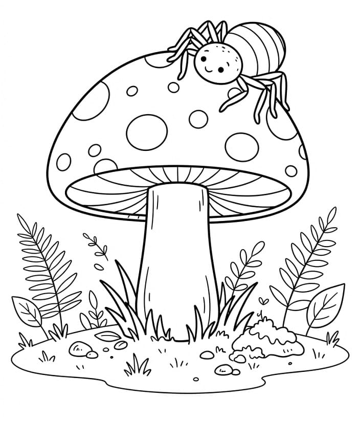 Spinne und Pilz ausmalbilder