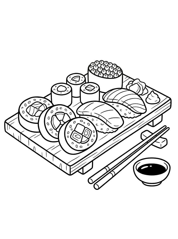 Sushi Teller ausmalbilder