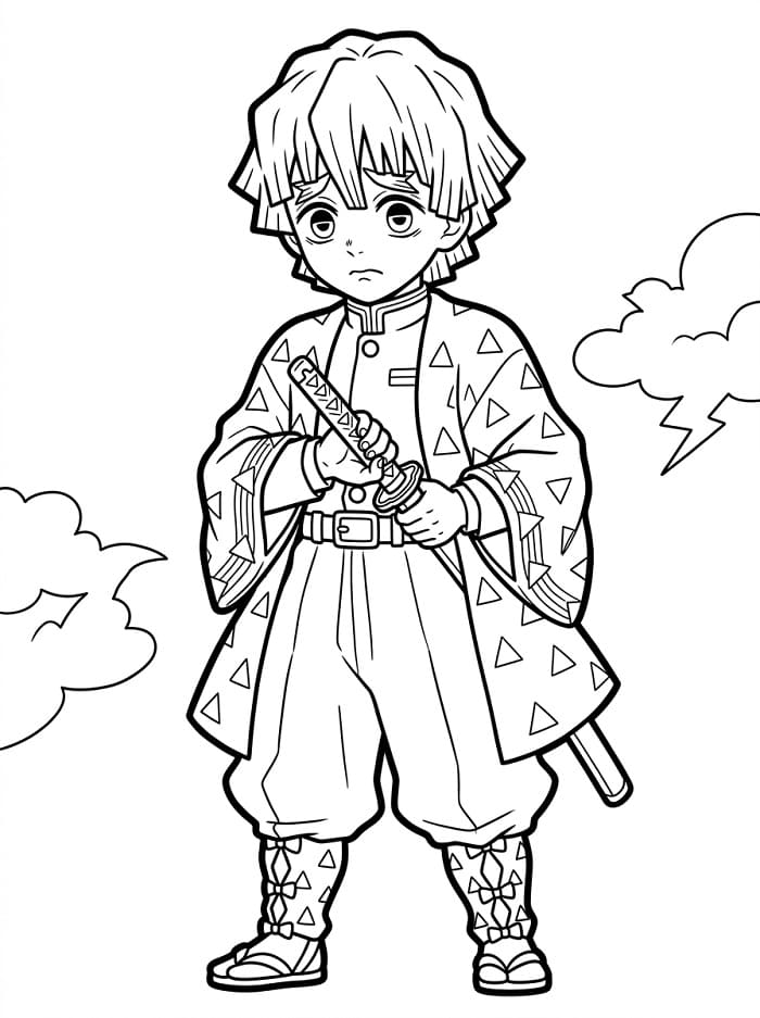 Zenitsu aus Demon Slayer ausmalbilder