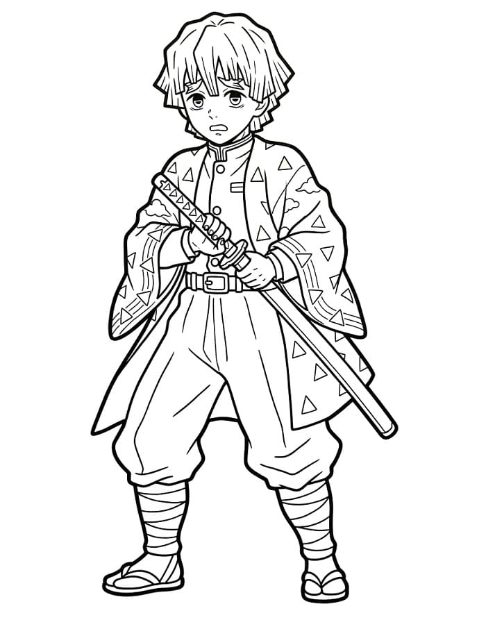 Zenitsu in Demon Slayer ausmalbilder