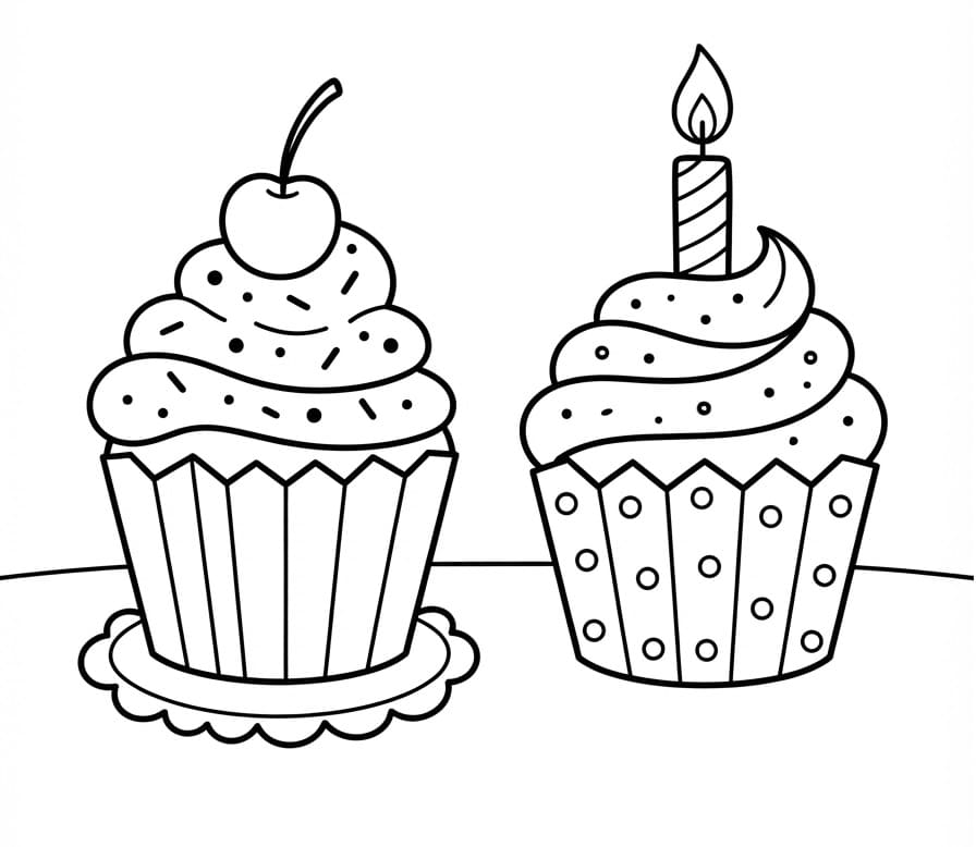 Zwei Cupcakes auf dem Tisch ausmalbilder