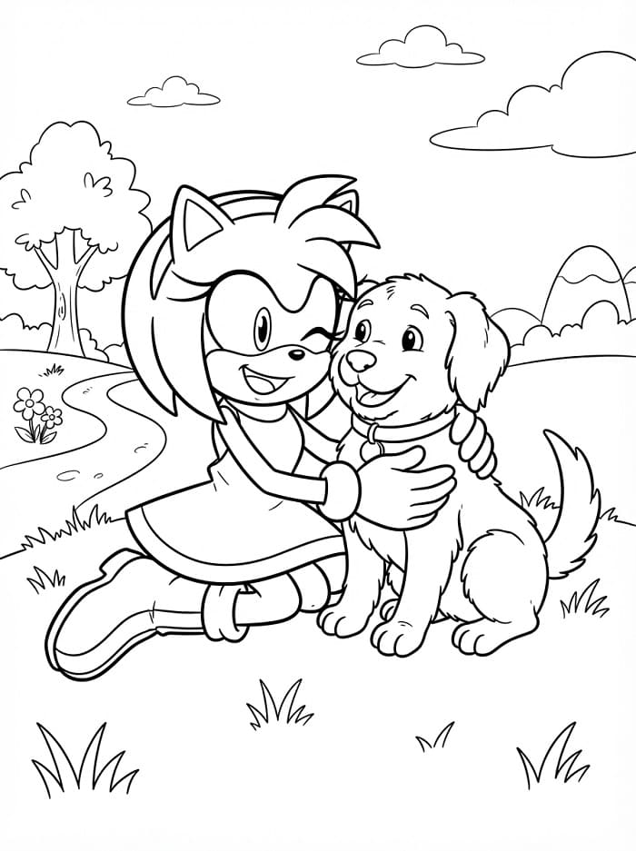 Amy Rose und ein Welpe