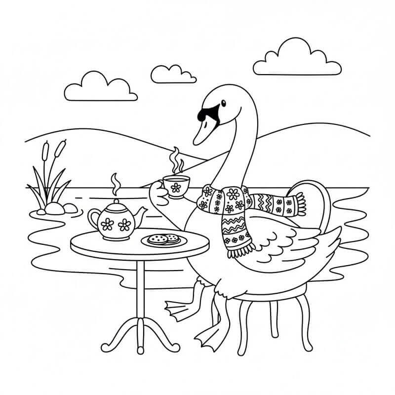 Ausdruckbarer Schwan für Kinder