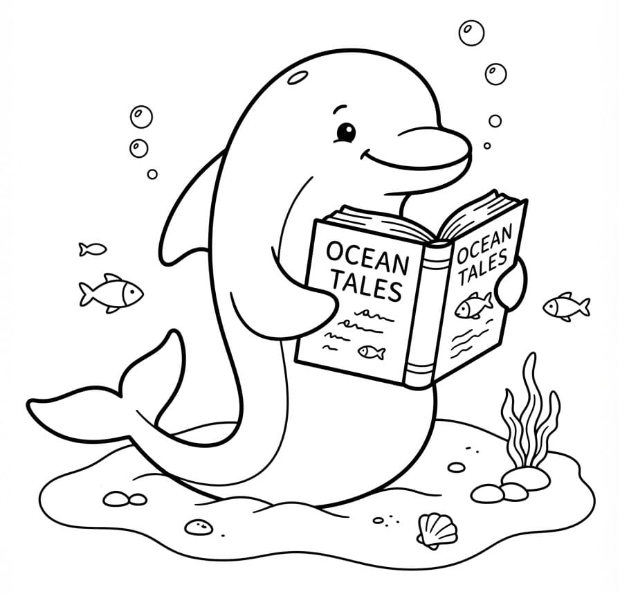 Delfin liest ein Buch