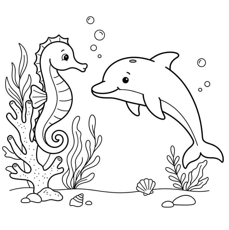 Delfin mit einem Seepferdchen