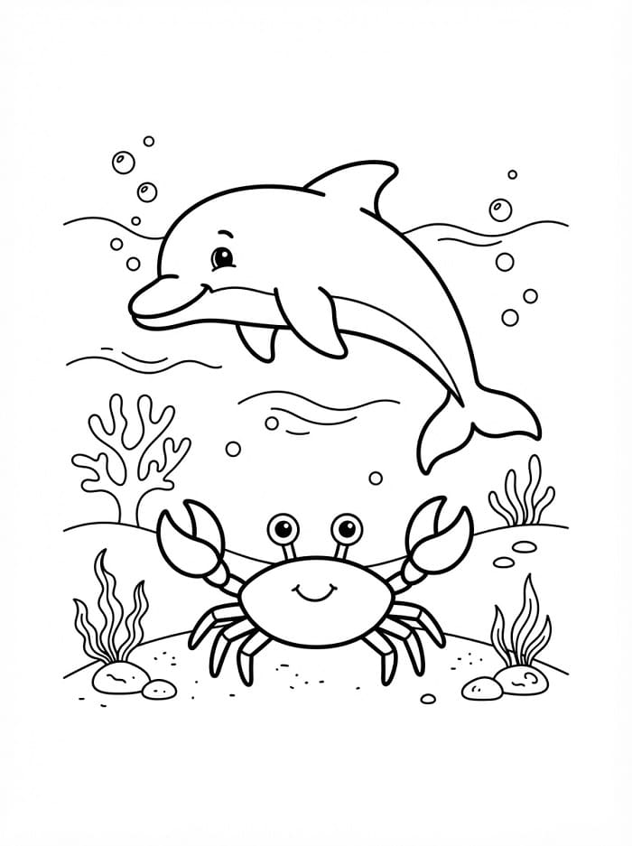 Delfin und Krabbe