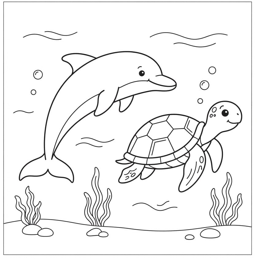 Delfin und Schildkröte