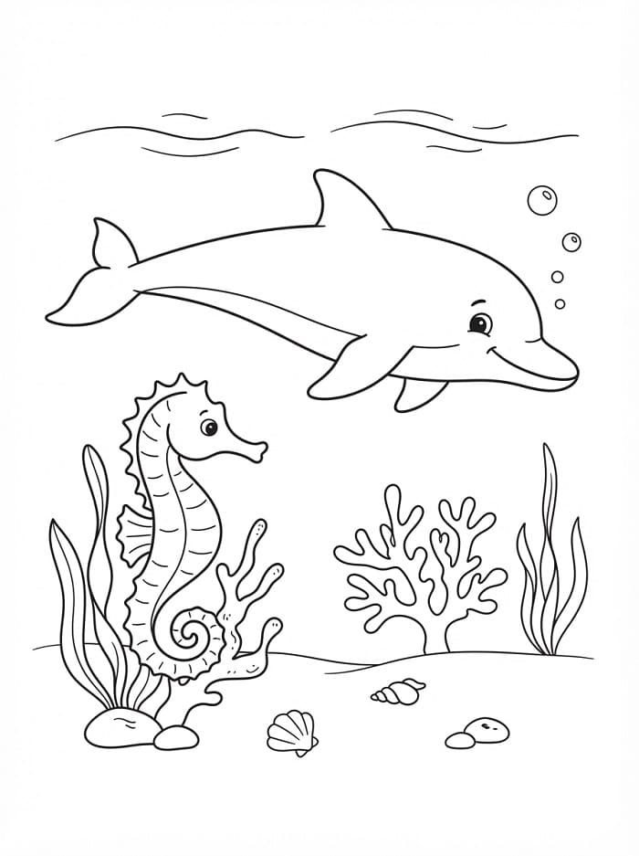 Delfin und Seepferdchen