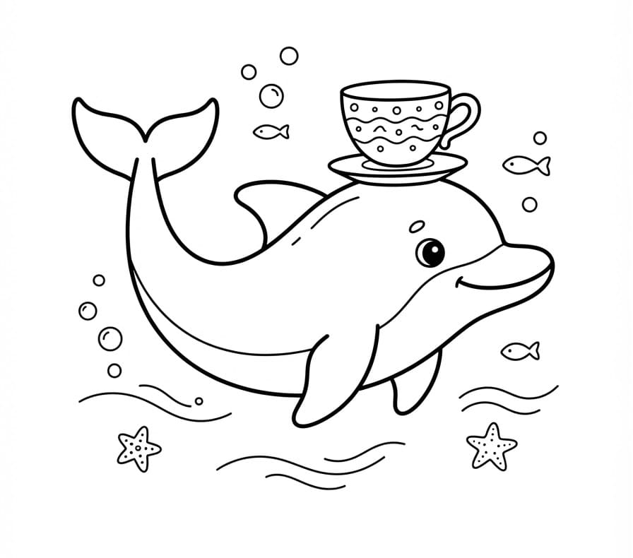 Delfin und Teetasse