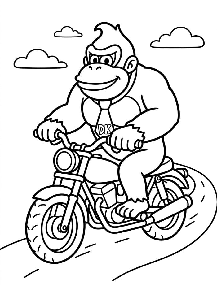 Donkey Kong fährt Motorrad