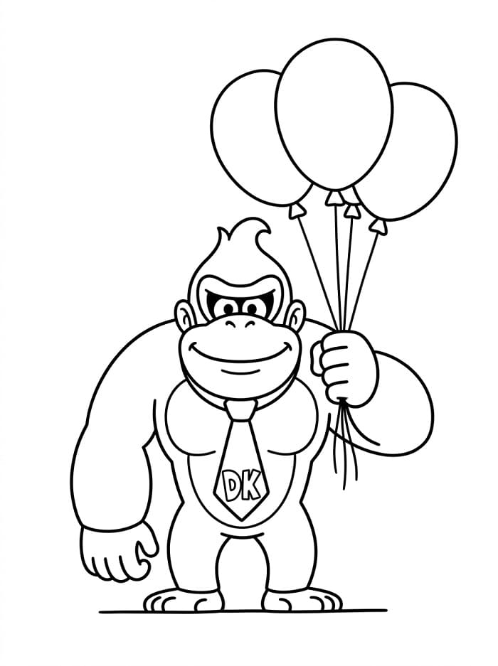 Donkey Kong hält Luftballons