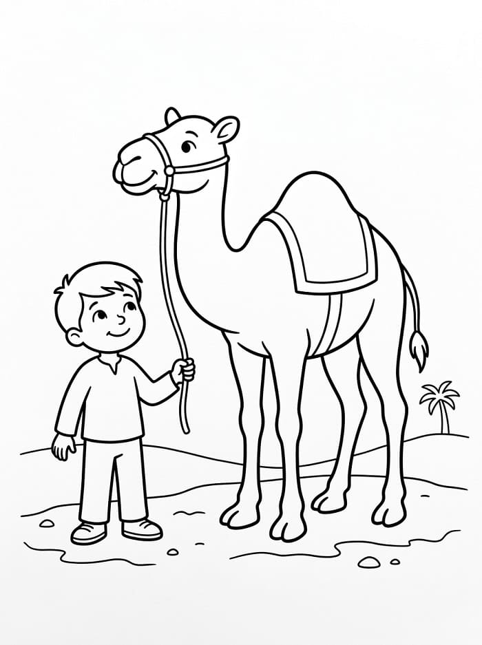 Ein Junge und ein Kamel