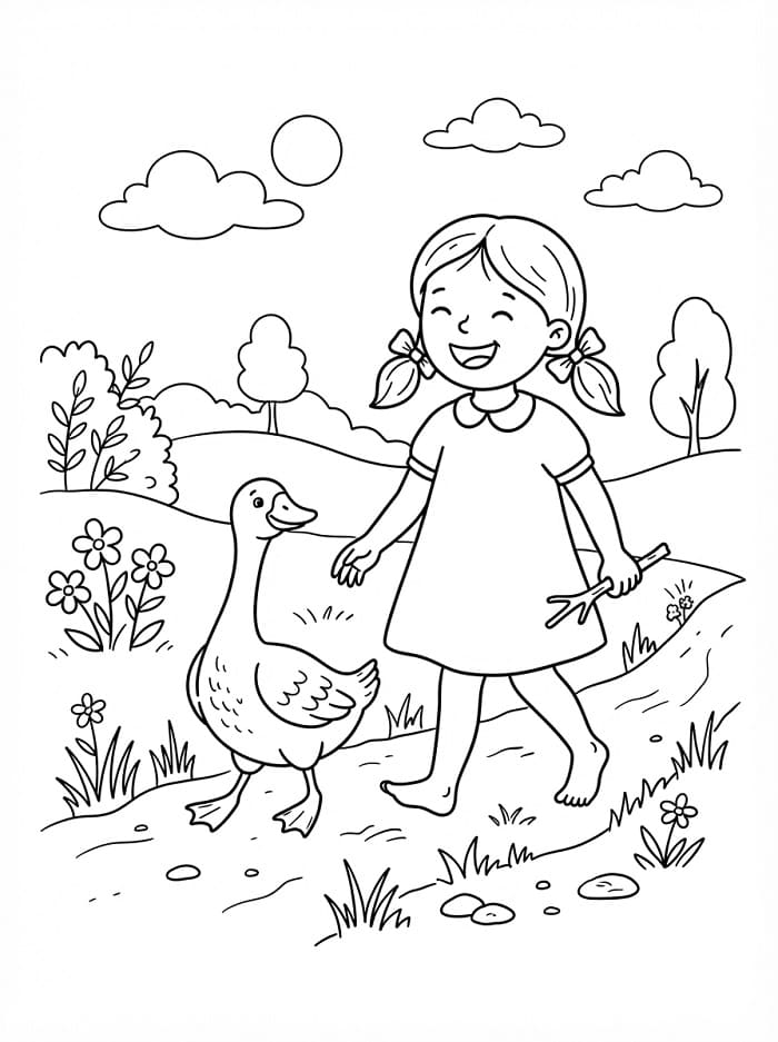 Gans und Mädchen
