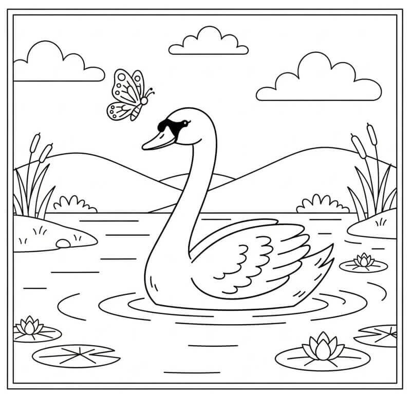Gratis ausdruckbarer Schwan