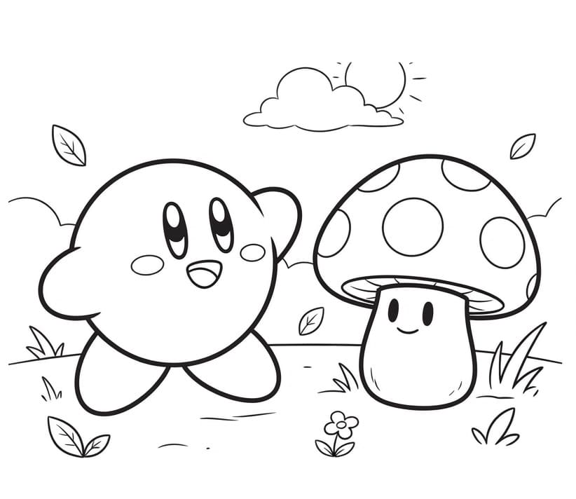 Kirby und ein Pilz