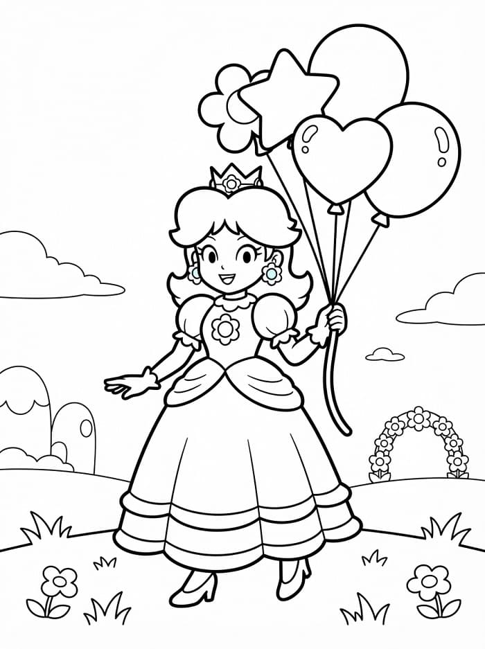 Kostenlose ausdruckbare Prinzessin-Daisy-Vorlage