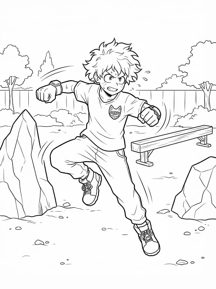 Midoriya beim Training