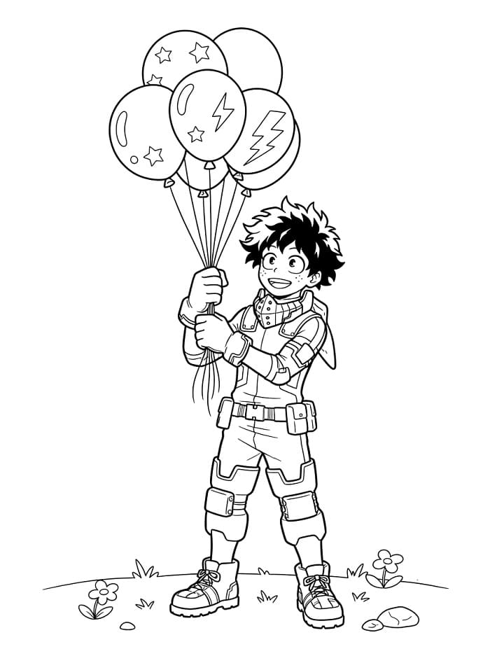 Midoriya mit Luftballons