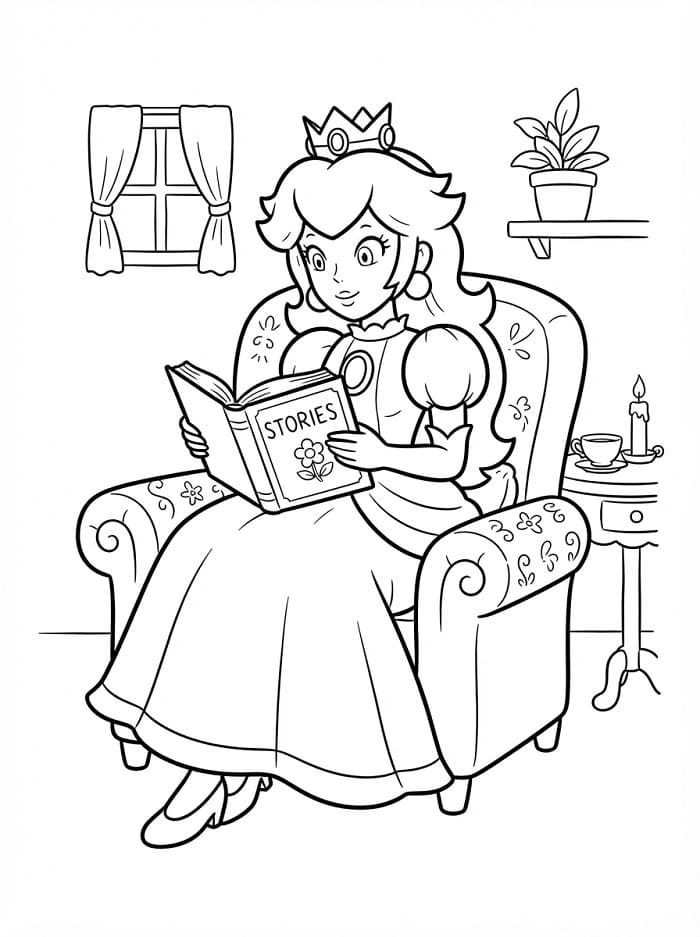 Prinzessin Peach liest ein Buch