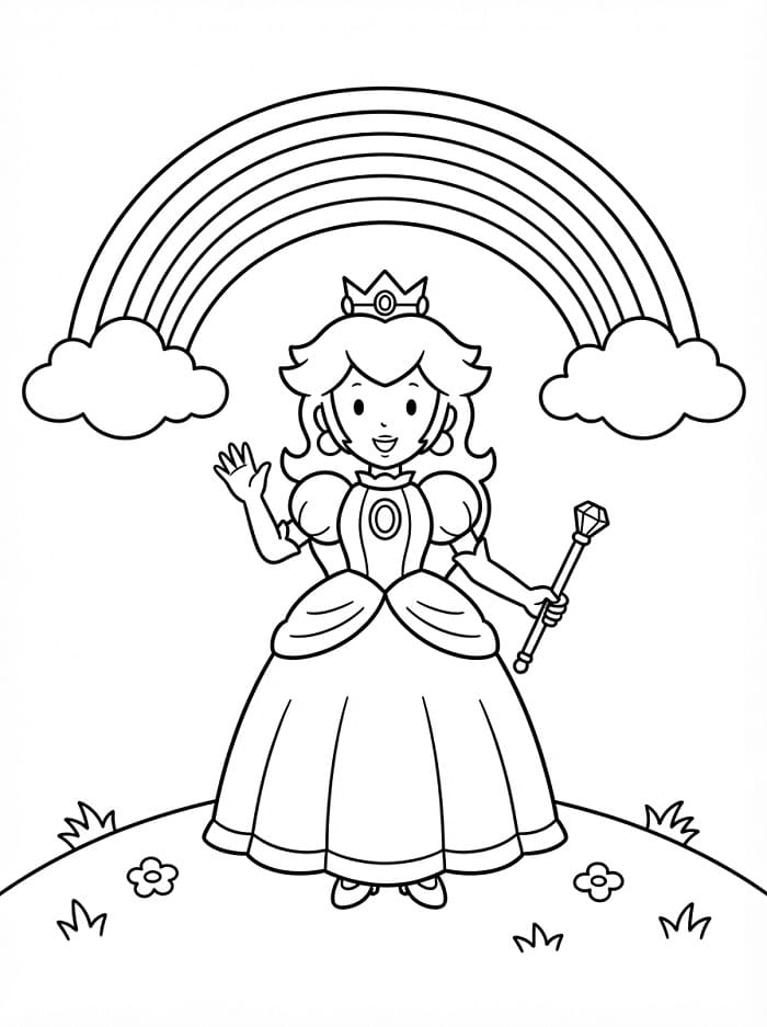 Prinzessin Peach und ein Regenbogen