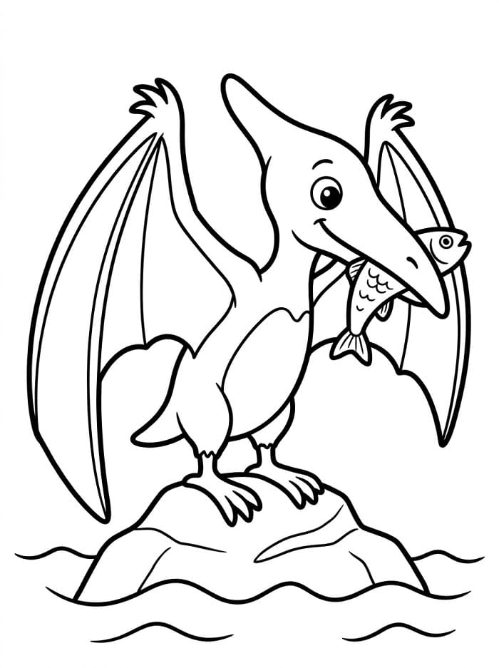 Pterodaktylus frisst einen Fisch