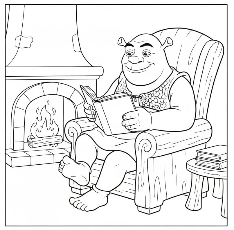 Shrek liest ein Buch