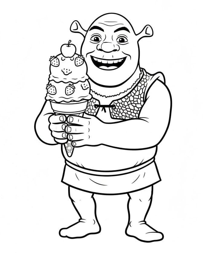 Shrek mit einem Eis