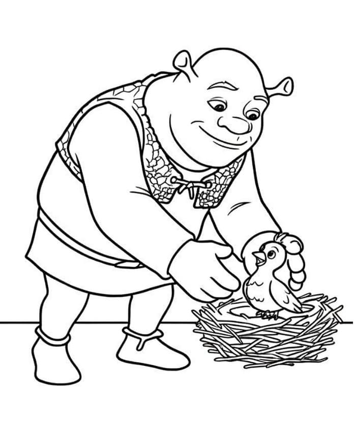 Shrek und ein Vogel