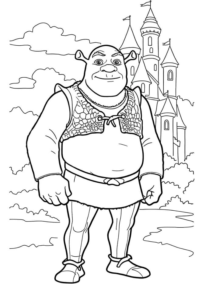 Shrek vor einem Schloss