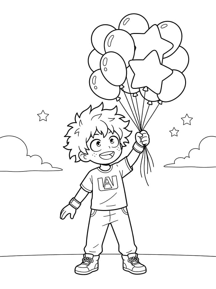 Süßer Midoriya mit Luftballons