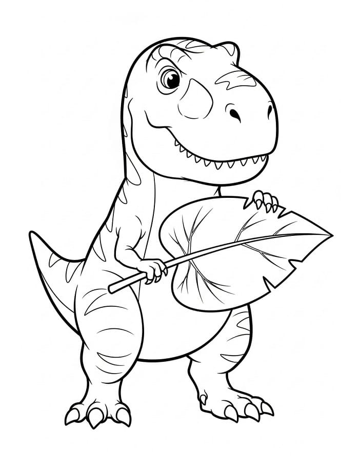 T-Rex mit einem Blatt