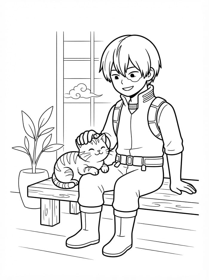 Todoroki mit einem Kätzchen