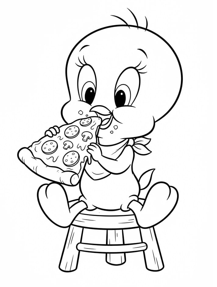 Tweety isst Pizza