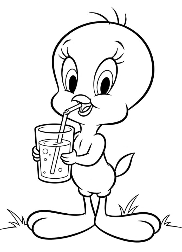 Tweety trinkt Wasser