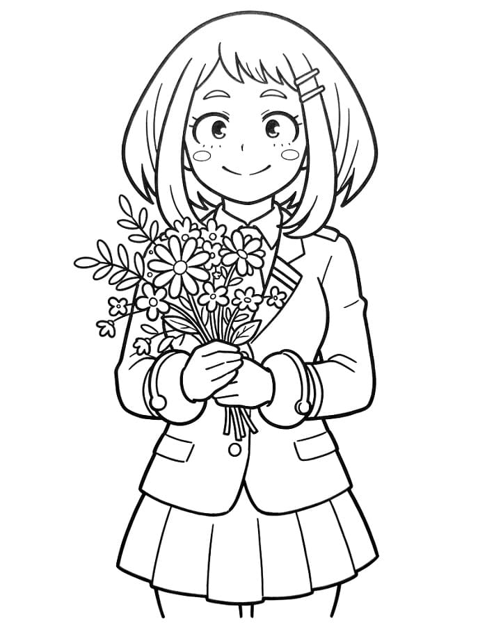 Uraraka mit Blumen