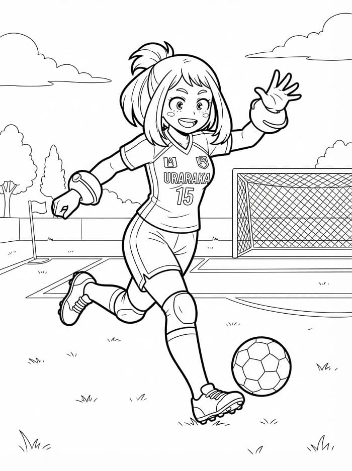 Uraraka spielt Fußball