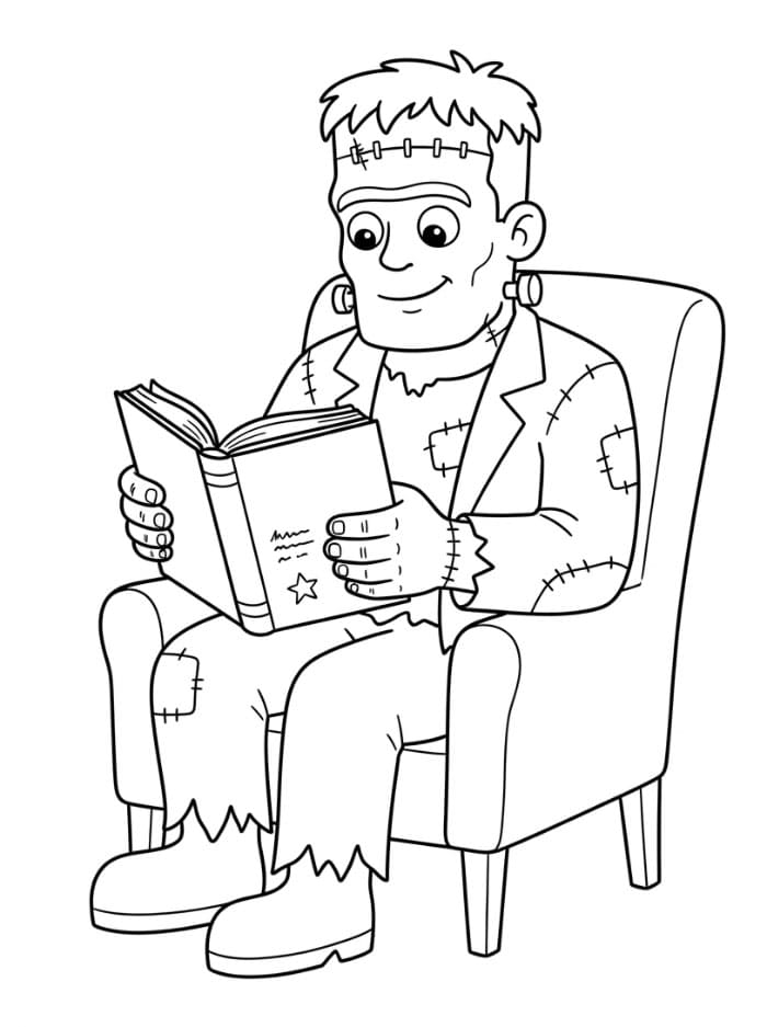 Frankenstein liest ein Buch