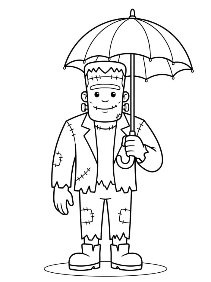 Frankenstein mit einem Regenschirm