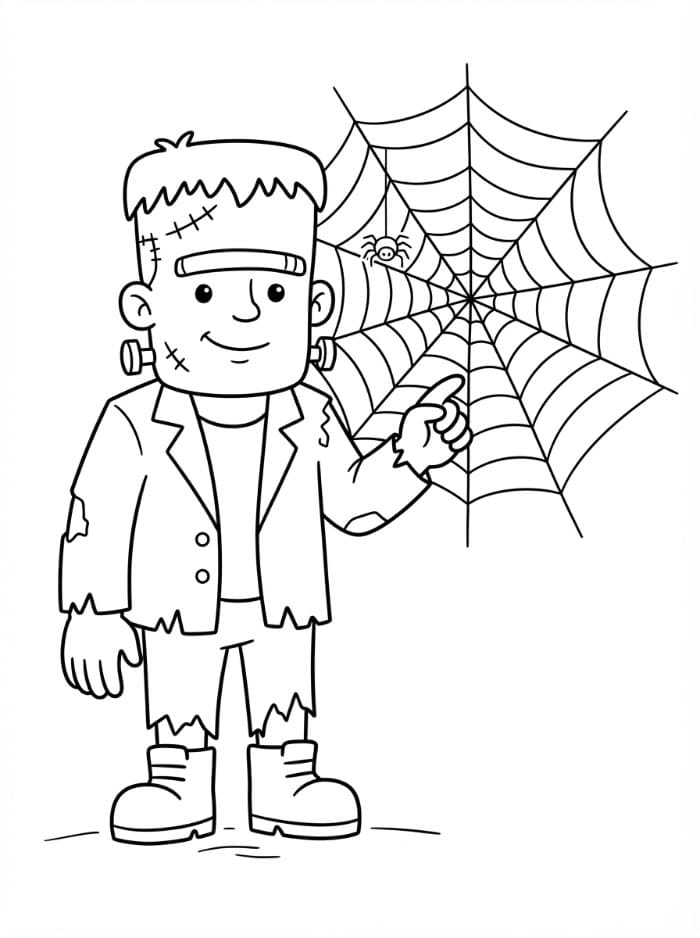 Frankenstein mit einem Spinnennetz