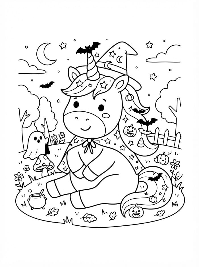 Halloween-Einhorn zum Ausdrucken
