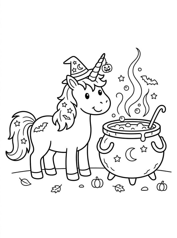 Kostenlos ausdruckbares Halloween-Einhorn