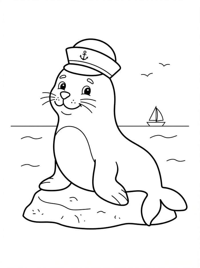 Seelöwe mit Matrosenmütze