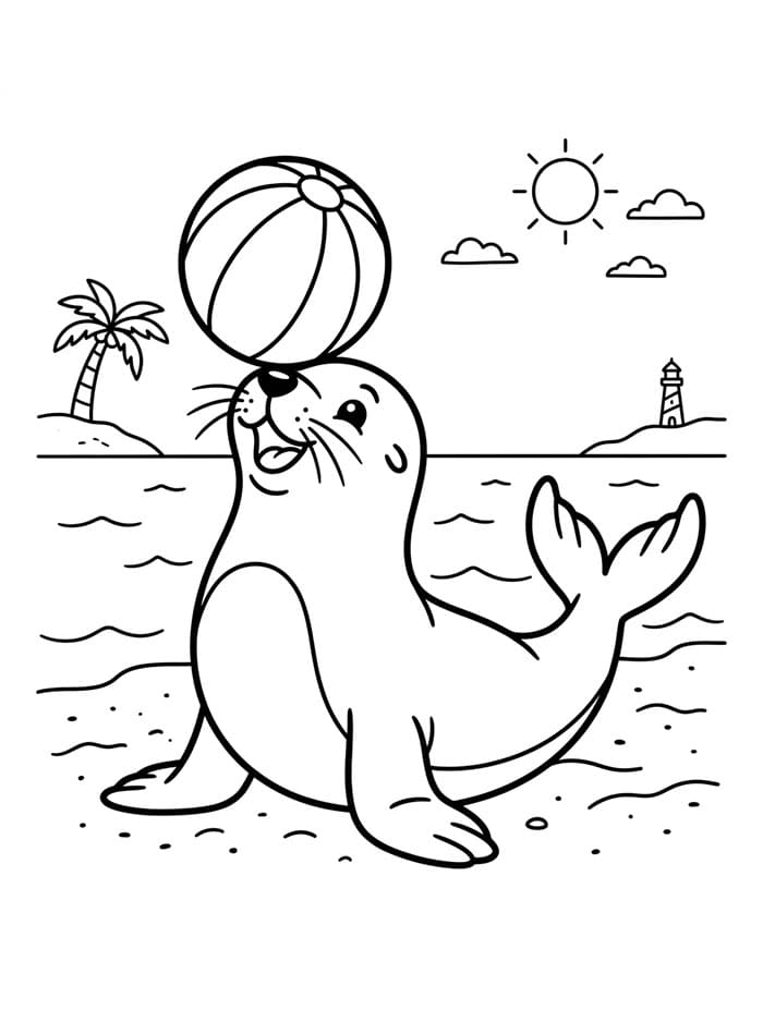 Seelöwe spielt mit einem Ball